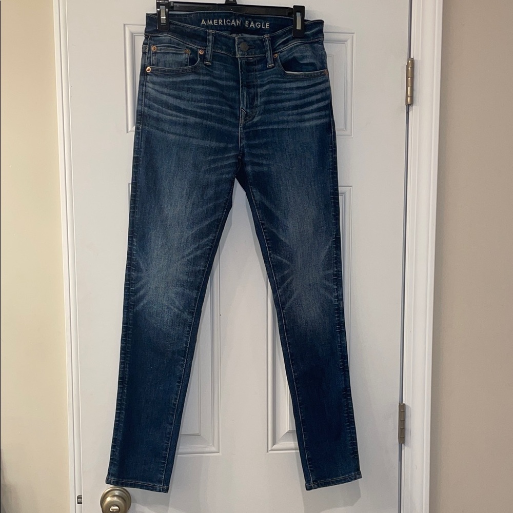 American Eagle Outfitters Men's Airtech + Dark Blue Skinny Jeans 30X30